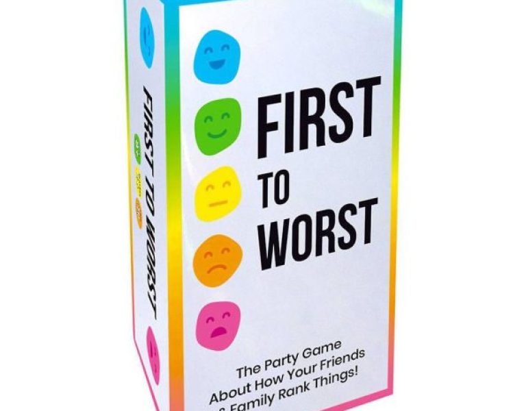 First to Worst party game box with emojis